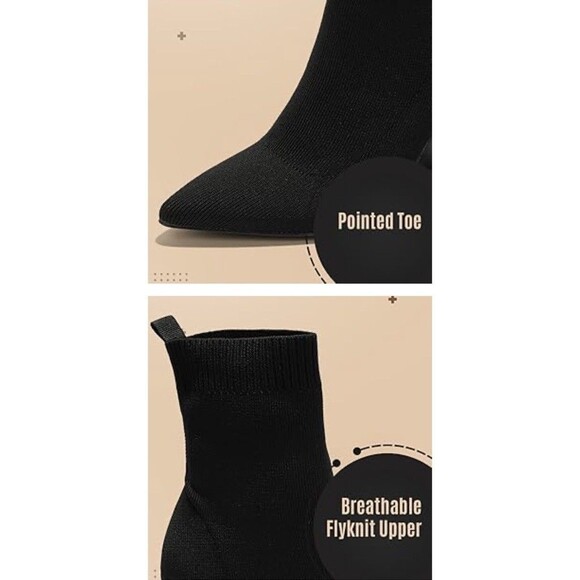 NEW Cape Robbin Faina Black Sock Bootie Women’s Size 9 Heels Pointy Toe Boots - Picture 15 of 16